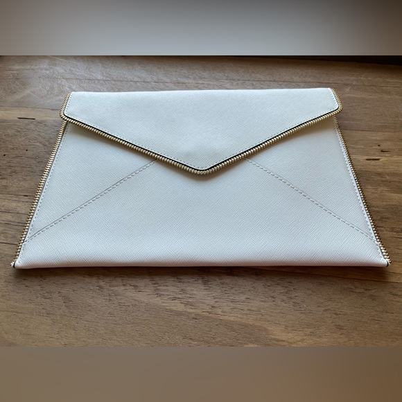 Rebecca Minkoff Leo Leather Envelope Clutch White - Picture 2 of 15